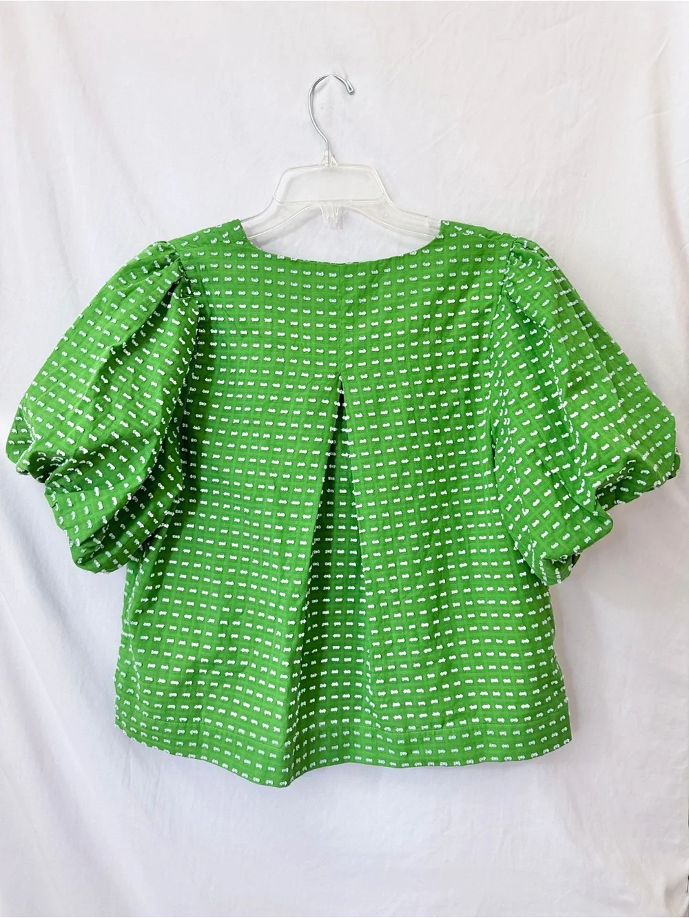 Kate Spade Bow Front Puff Sleeve Blouse Green Womens M